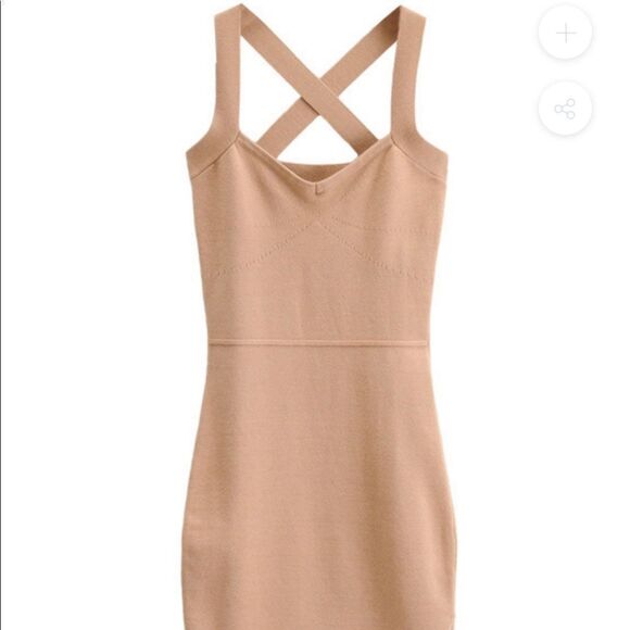 DEBBY' CROSS BACK KNITTED DRESS in Khaki - Picture 1 of 4